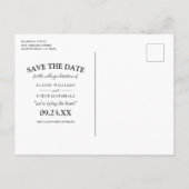 エレガントなサーモンピンクの花の写真を使った結婚式の招待状(Save the Date) 案内ポストカード (裏面)