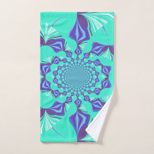 エレガントなシアン プレシャスブルー バスタオルセット (ハンドタオル)