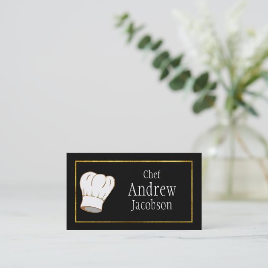 エレガントなシェフの帽子の名刺 名刺 (スタンド正面)