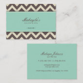 エレガントなシェブロンモダンなブラウン、緑およびベージュ色 名刺 (正面/裏面)