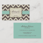 エレガントなシェブロンモダンなブラウン、緑およびベージュ色 名刺 (正面/裏面)