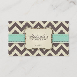 エレガントなシェブロンモダンなブラウン、緑およびベージュ色 名刺