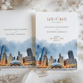 エレガントなシカゴ、イリノイ州　結婚式おめでとう　日時おさえて 招待状