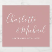 エレガントなシグネチャースクリプト ダスティローズ ウェディング スパークリングワインラベル (シングルラベル)