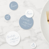 エレガントなシグネチャースクリプト ダスティーブルー ウェディング コンフェッティ