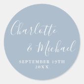 エレガントなシグネチャースクリプト ダスティーブルー ラウンドシール (正面)
