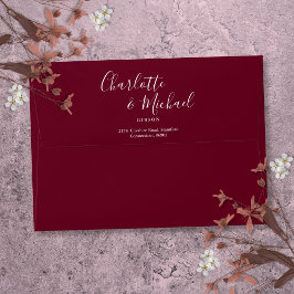 エレガントなシグネチャースクリプト バーガンディ 返信住所ラベル 封筒