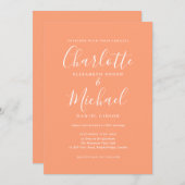 エレガントなシグネチャースクリプト ピンクの結婚式 招待状 (正面/裏面)