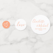 エレガントなシグネチャースクリプト ピーチ ウェディング コンフェッティ (裏面)