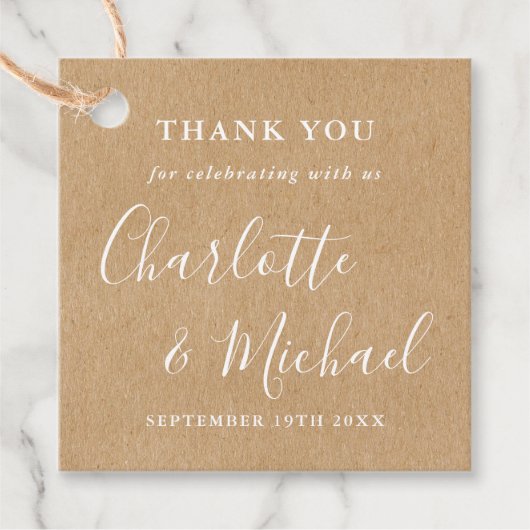 エレガントなシグネチャー ラスティック クラフト サンクス フェイバータグ (正面)