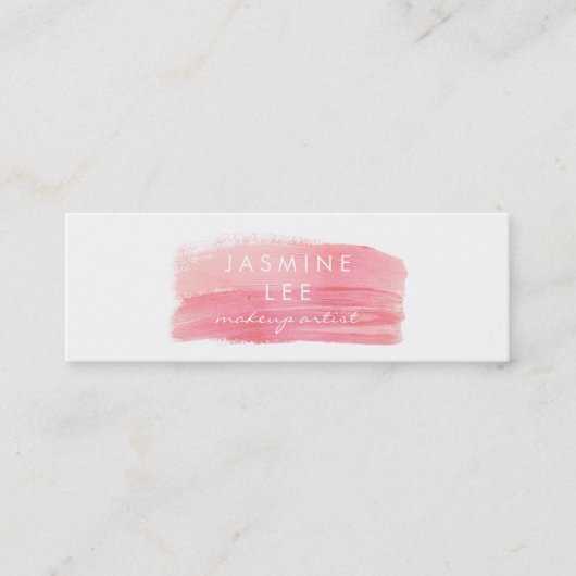 エレガントなシックでモダンなメーキャップアーティストの水彩画のピンク スキニー名刺 (正面)