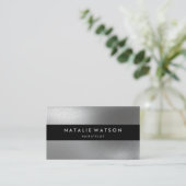 エレガントなシックで荒くフェイクな銀製の黒いバーのモダン 名刺 (スタンド正面)