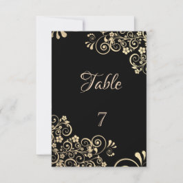エレガントなシックなゴールドの花のテーブルカード 招待状