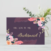 エレガントなシックなパープルローズの羽根 招待状 (スタンド正面)