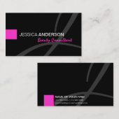 エレガントなシックなピンクおよび黒いモノグラム 名刺 (正面/裏面)