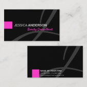 エレガントなシックなピンクおよび黒いモノグラム 名刺 (正面/裏面)