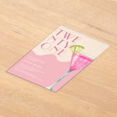 エレガントなシックなピンクのカクテル21st誕生日 アクリル招待状 (レイダウン)