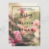 エレガントなシックなピンクのバラの花のウェディング 招待状 (正面/裏面)