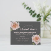 エレガントなシックなローズの花の リハーサルディナー 招待状 (スタンド正面)