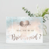 エレガントなシックなローズゴールドハート  ブライズメイドカード 招待状 (スタンド正面)