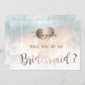 エレガントなシックなローズゴールドハート  ブライズメイドカード 招待状 (正面/裏面)