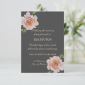 エレガントなシックなローズ、フローラルウェディングレセプション 招待状 (スタンド正面)