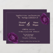 エレガントなシックな紫のバラの結婚式招待状 招待状 (正面/裏面)