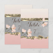 エレガントなシックな花のテーブルカード 招待状 (正面/裏面)