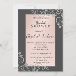 エレガントなシックな銀の花のブライダルシャワー 招待状