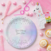 エレガントなシックスクリプトパールハーツ コンフェッティ ペーパープレート (パーティー)