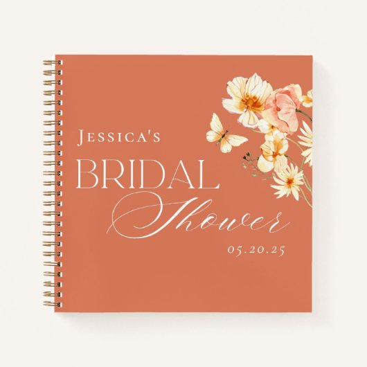 エレガントなシトラス フラワーブライダルシャワーゲスト ノートブック (正面)