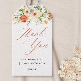 エレガントなシトラス フラワーブライダルシャワー感謝祭 ギフトタグ