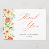 エレガントなシトラス フラワーブライダルシャワー サンキューカード (正面)