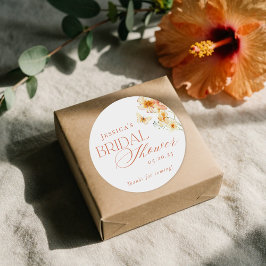 エレガントなシトラス フラワーブライダルシャワー ラウンドシール