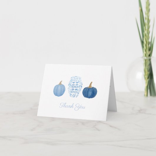 エレガントなシノワズリーのハロウィン ウェディングシャワー サンキューカード (正面)