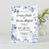 エレガントなシノワズリーフレンチブルートワール花 招待状 (スタンド正面)