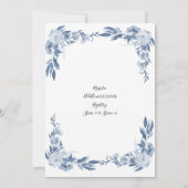 エレガントなシノワズリー フラワーブルーのブライダルシャワー 招待状 (裏面)
