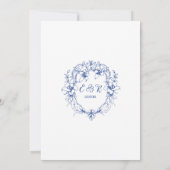 エレガントなシノワズリー フレンチブルー トワール 花 招待状 (裏面)