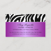 エレガントなシマウマのファッションのジュエリー 名刺 (裏面)