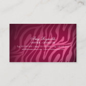 エレガントなシマウマのプリントおよび宝石の渦巻 名刺 (裏面)