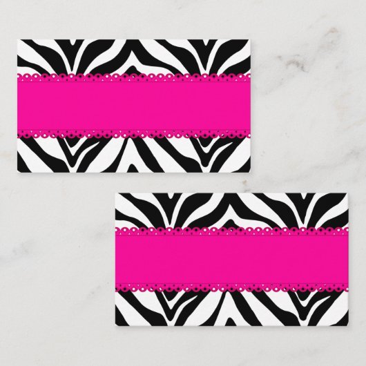 エレガントなシマウマのプリントのカスタムのピンク プレイスカード (正面/裏面)