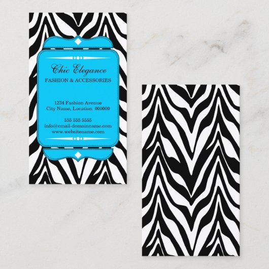 エレガントなシマウマのプリントの水の青 名刺 (正面/裏面)