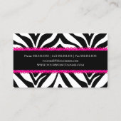 エレガントなシマウマのプリント及びピンクのレース 名刺 (裏面)