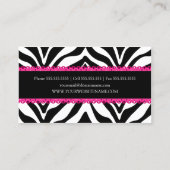 エレガントなシマウマのプリント及びピンクのレース 名刺 (裏面)