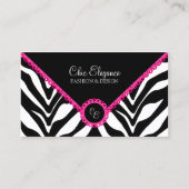 エレガントなシマウマのプリント及びピンクのレース 名刺 (正面)