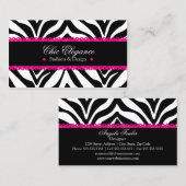 エレガントなシマウマのプリント及びピンクのレース 名刺 (正面/裏面)