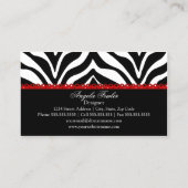 エレガントなシマウマのプリント及び赤いレース 名刺 (裏面)