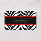 エレガントなシマウマのプリント及び赤いレース 名刺 (裏面)