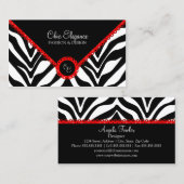 エレガントなシマウマのプリント及び赤いレース 名刺 (正面/裏面)