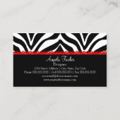 エレガントなシマウマのプリント及び赤いレース 名刺 (裏面)